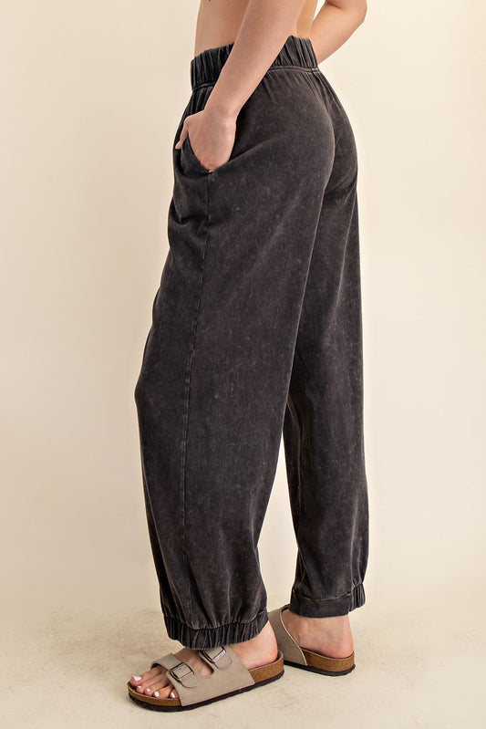 Black Mineral Washed Pants