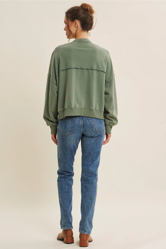Mineral-Washed French Terry Cardigan