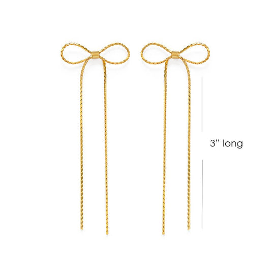 Long Bow Stud Earrings