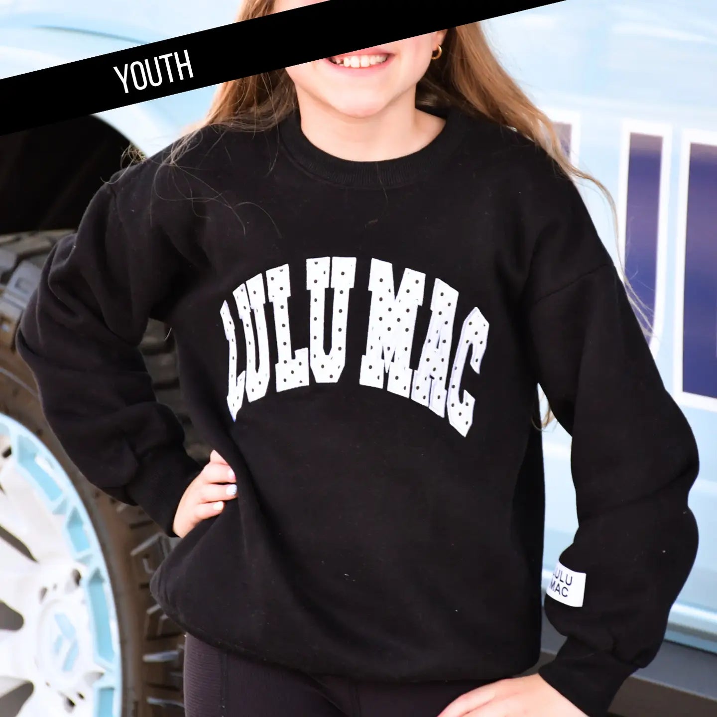Youth B&W Polka Dot Crew