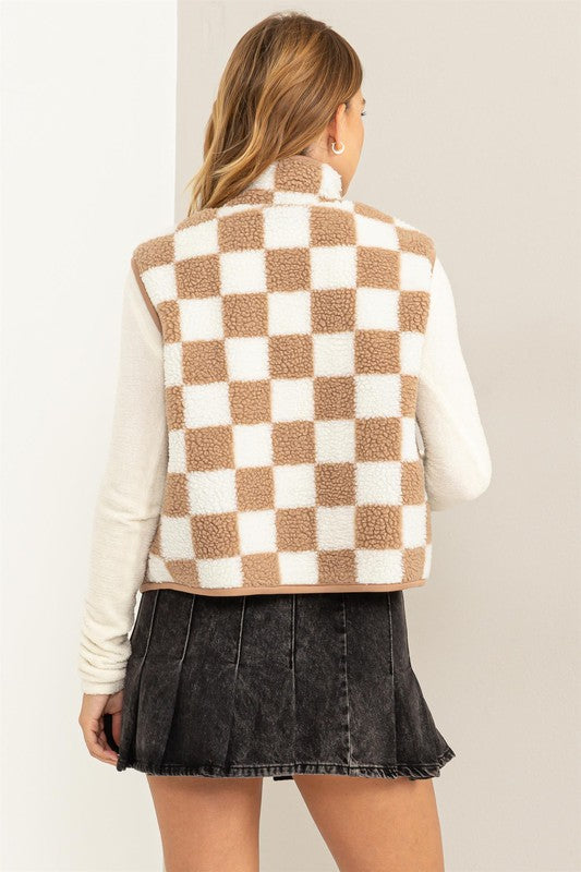 Checkered Sherpa Vest