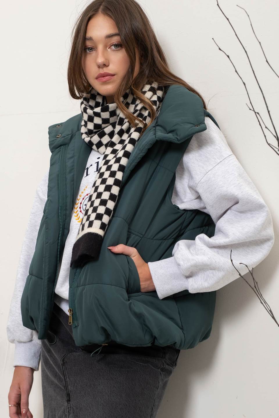 Ruched Bomber Vest