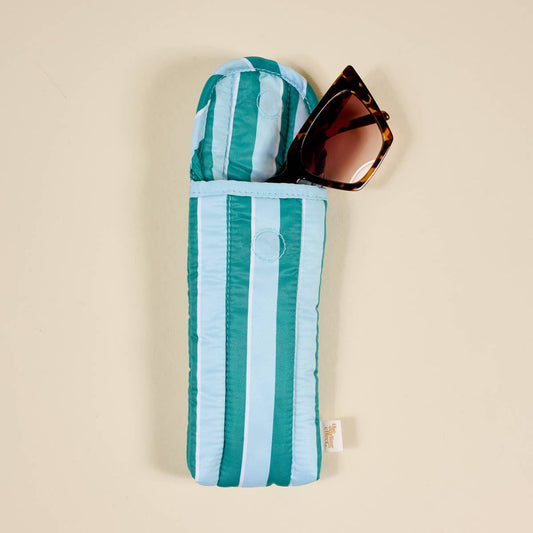 Puffy Sunglasses Case I Sicily Stripes Teal