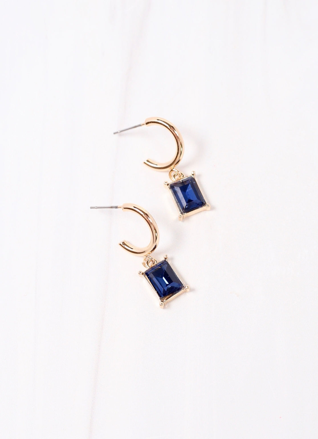 Navy Stone Drop Earrings