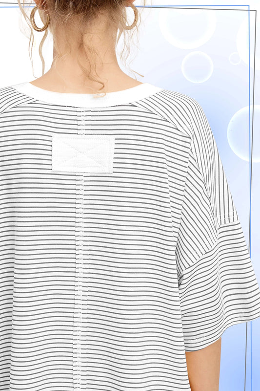 Basic Striped Drop Shoulder Top
