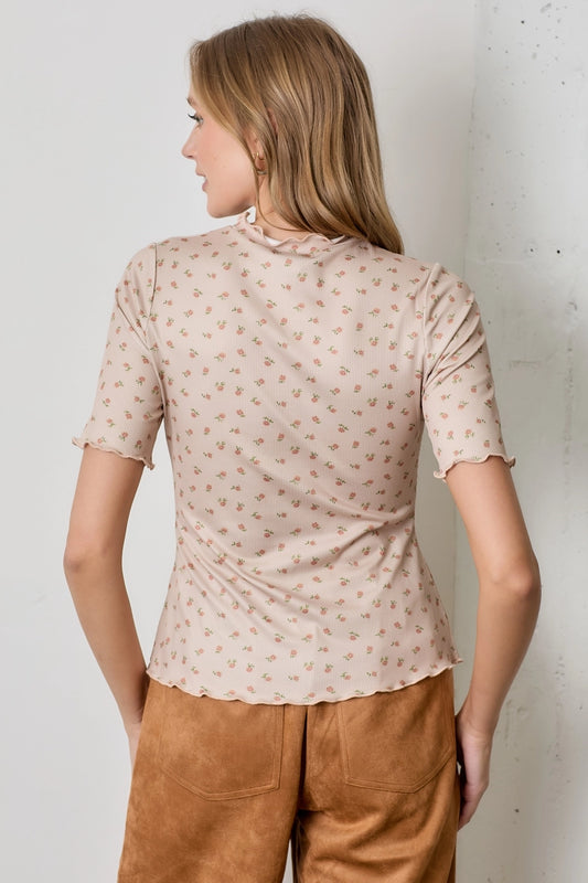 Ditsy Floral Rib Knit Top