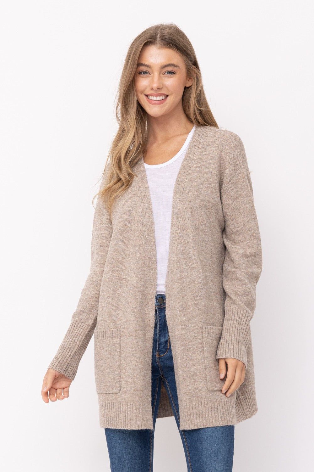 Open Knit Cardigan - Camel