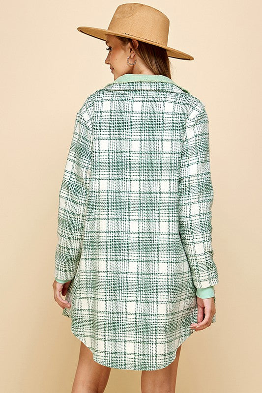 Plaid Pocket Long Jacket