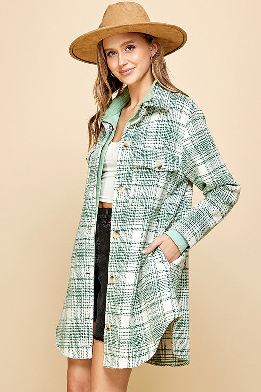 Plaid Pocket Long Jacket