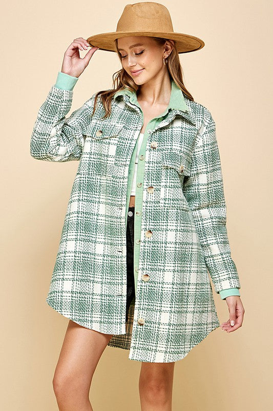 Plaid Pocket Long Jacket