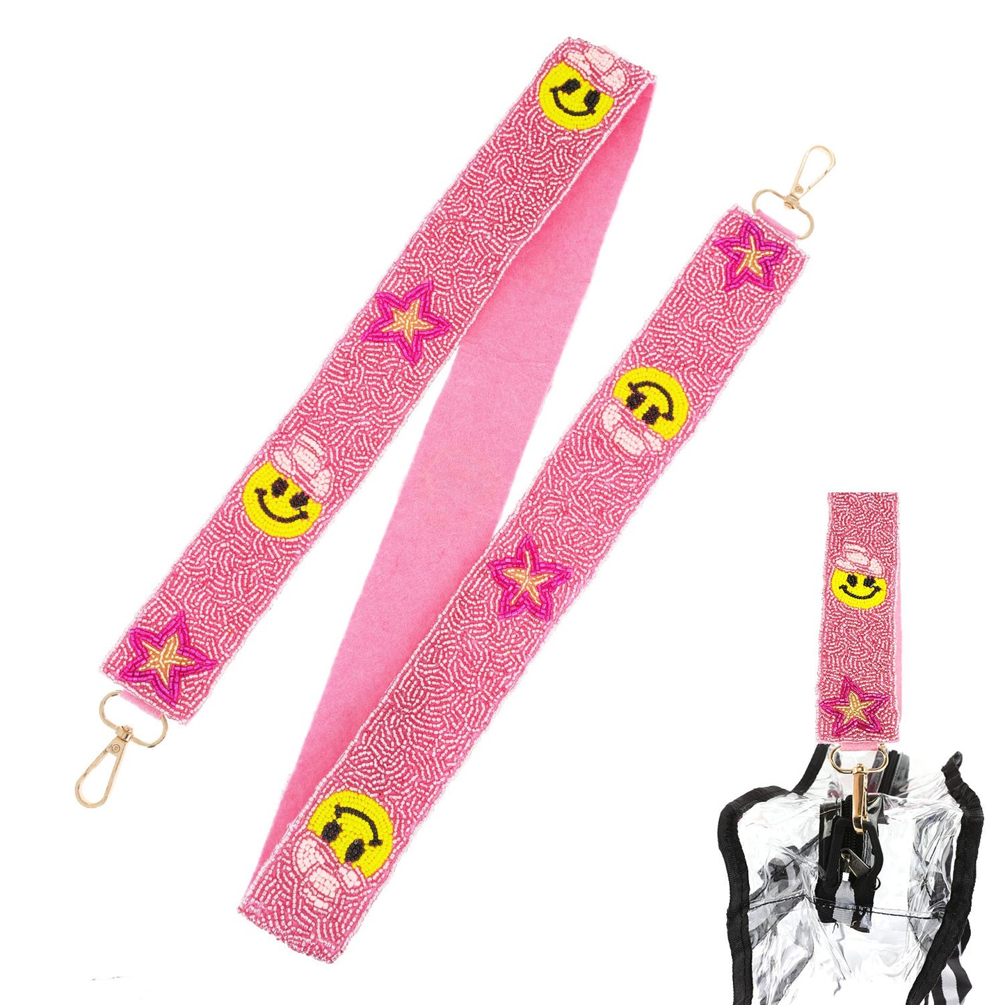 Smiley Face Cowgirl Beaded Purse Strap