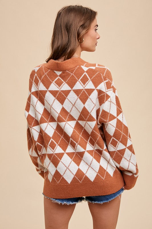 Argyle Jacquard Cardigan