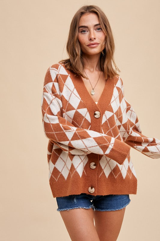 Argyle Jacquard Cardigan