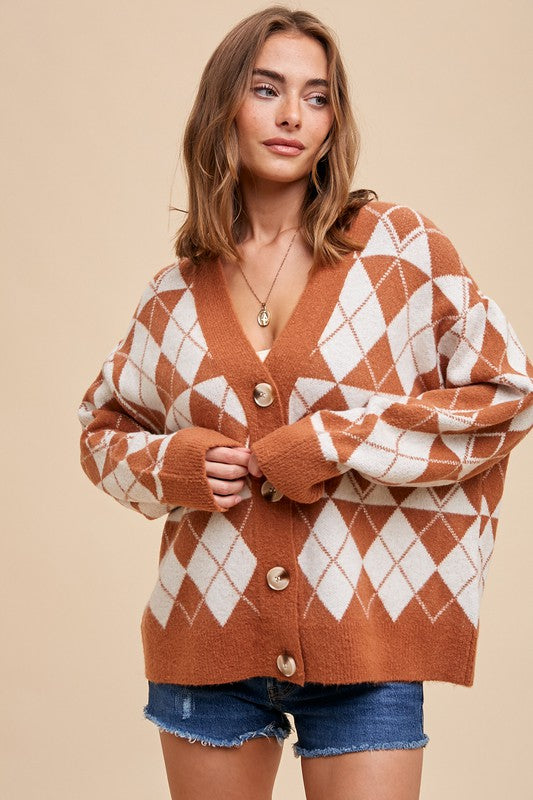 Argyle Jacquard Cardigan