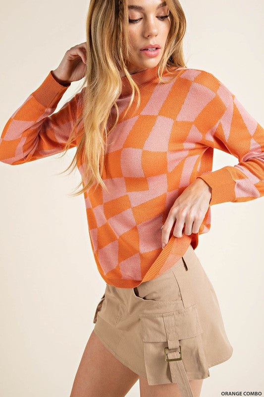 Orange Checkered Sweater