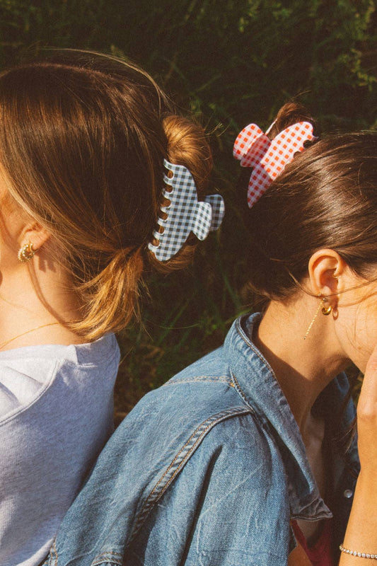 Gingham Claw Clip: Red