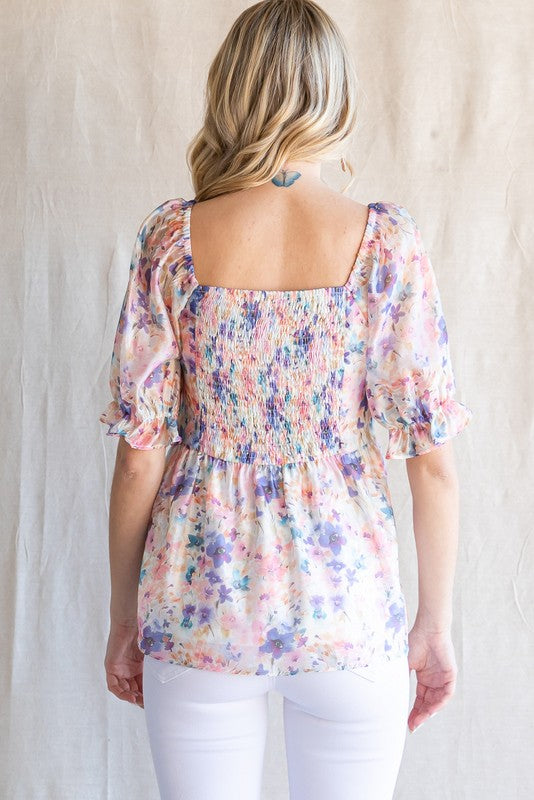 Floral Chiffon Babydoll Top