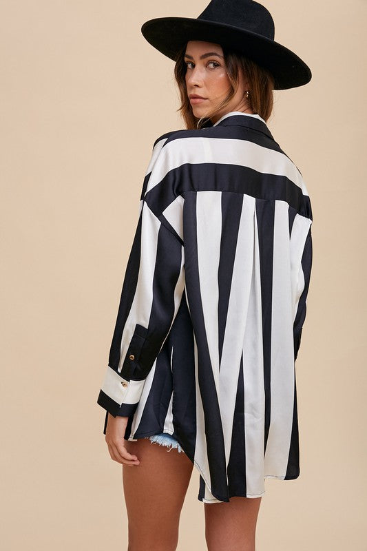 Striped Satin Blouse