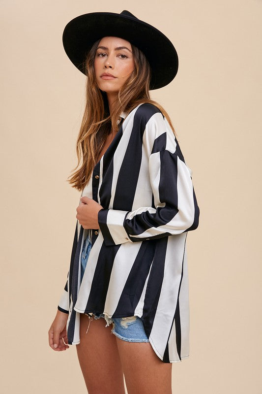 Striped Satin Blouse