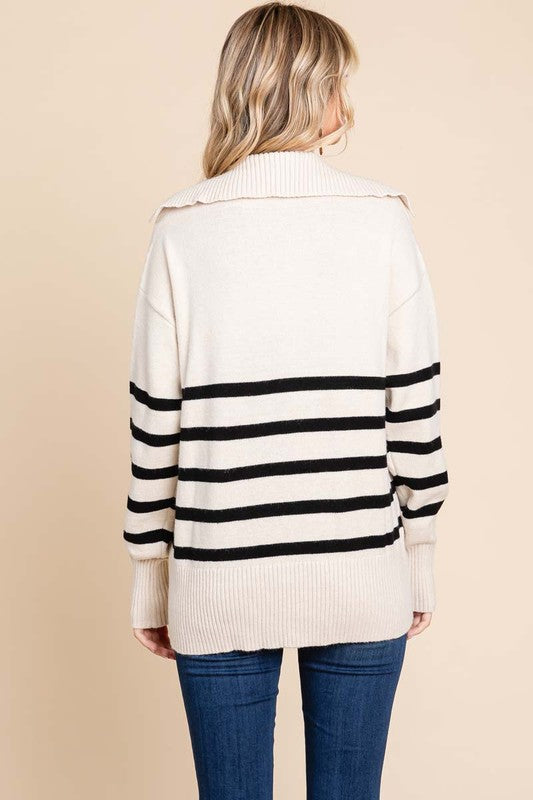 Striped Collar Knit Pullover