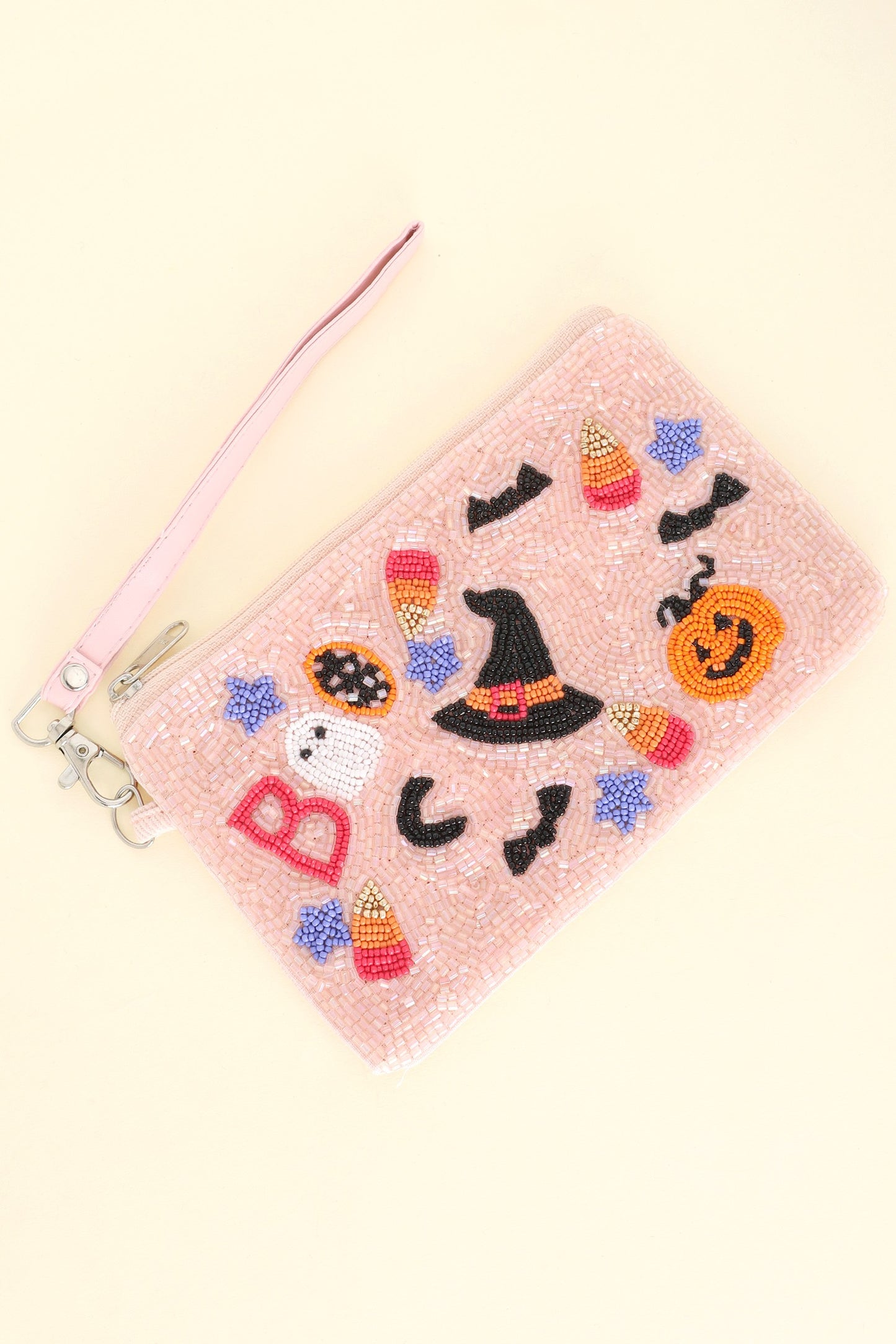 "BOO" Beaded Wristlet