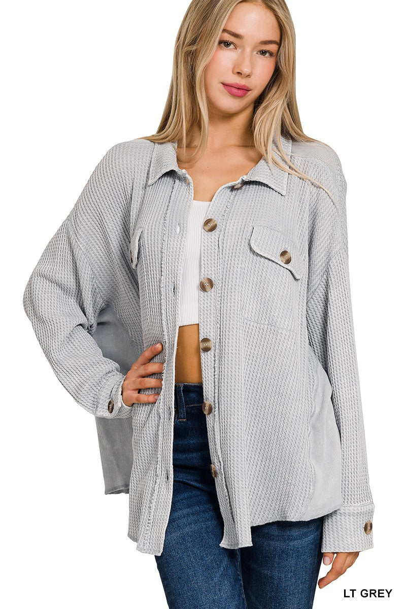 Waffle Shacket - Grey