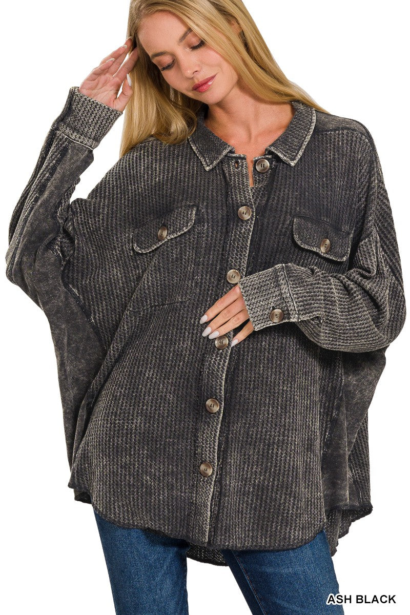 Waffle Shacket - Ash Black