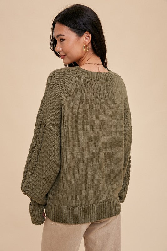 Olive Cable Knit Sweater