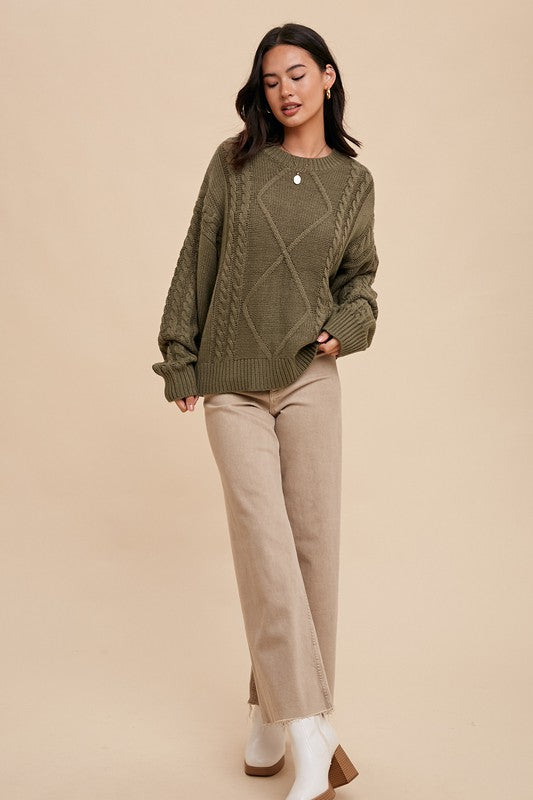 Olive Cable Knit Sweater