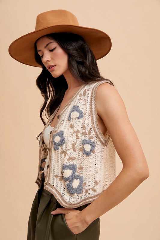 Floral Crochet Vest