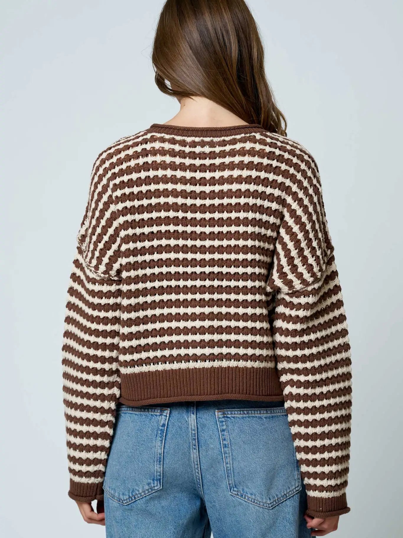 Stripe Crochet Knit Cardigan
