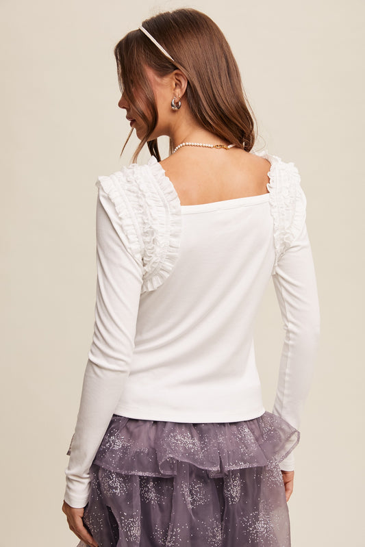 Square Neck Ruffle Top
