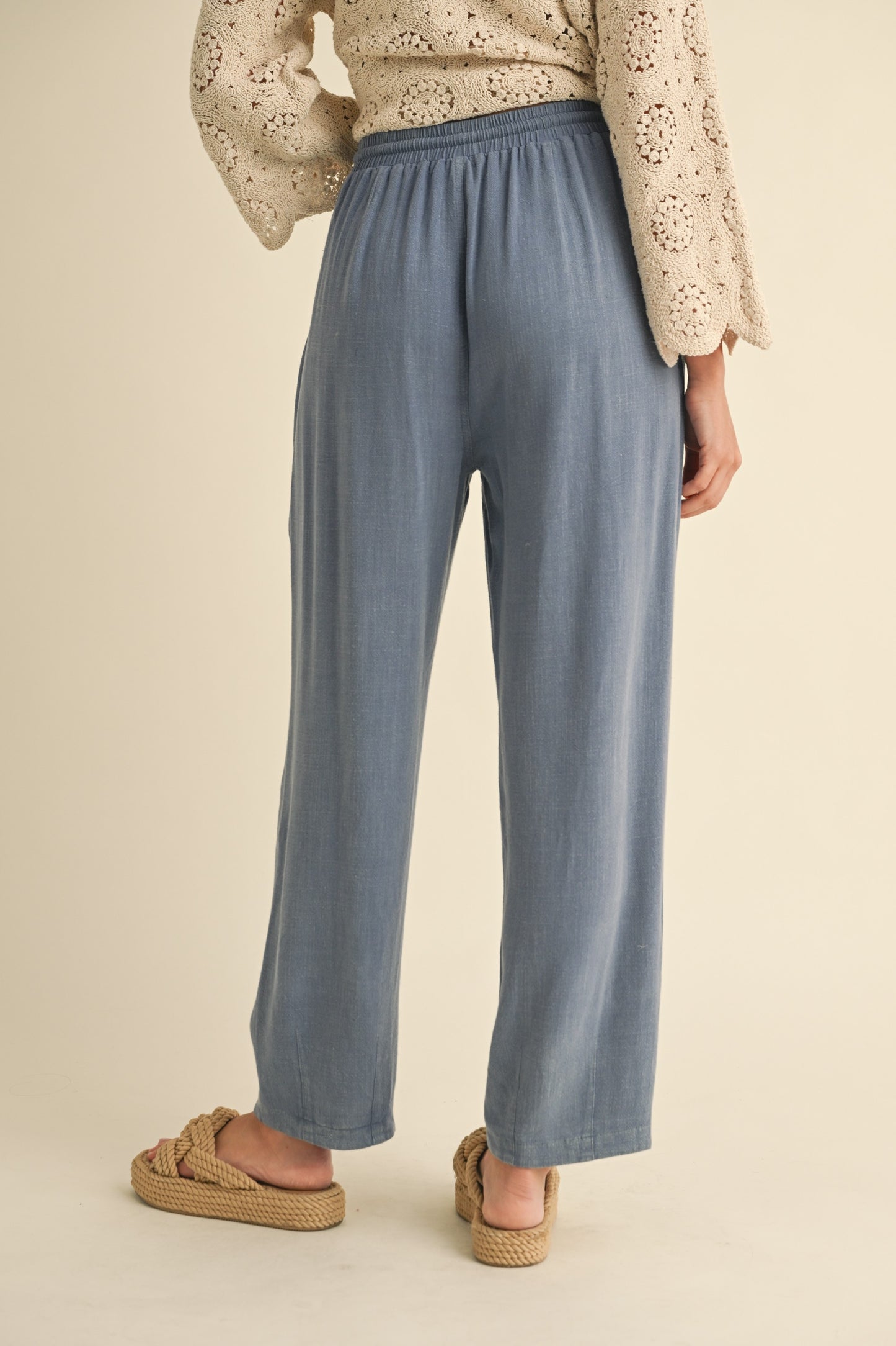 Linen Blend Barrel Pants