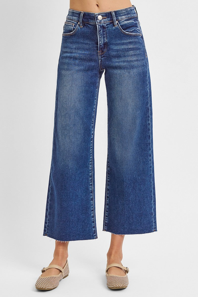 Mid Rise Crop Wide Jean