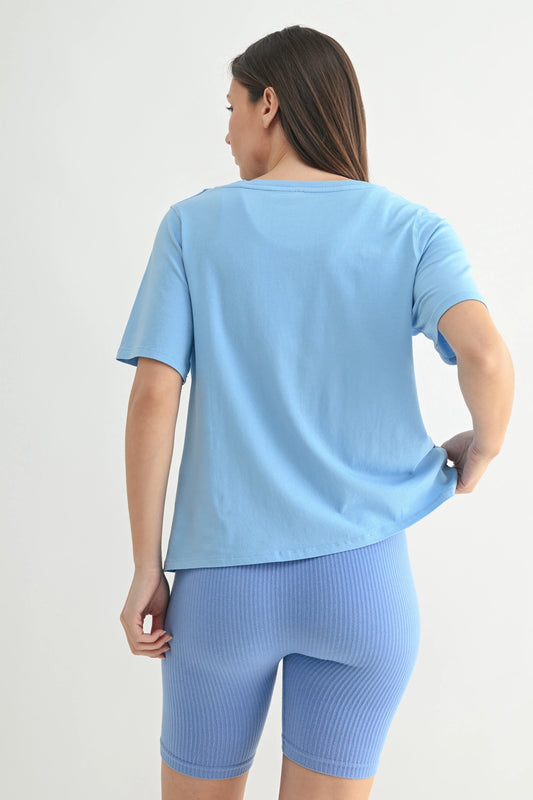Basic V-Neck Top - Blue