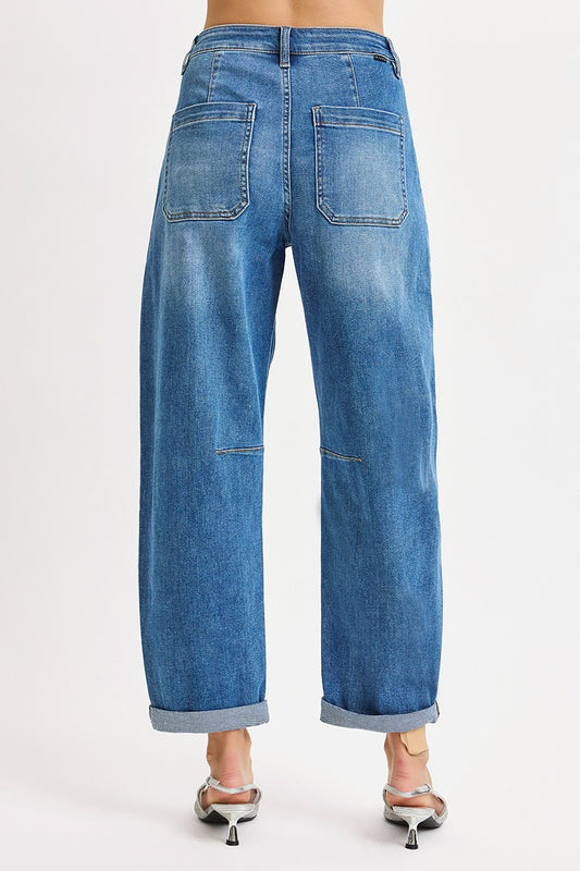 Mid Rise Barrel Jeans
