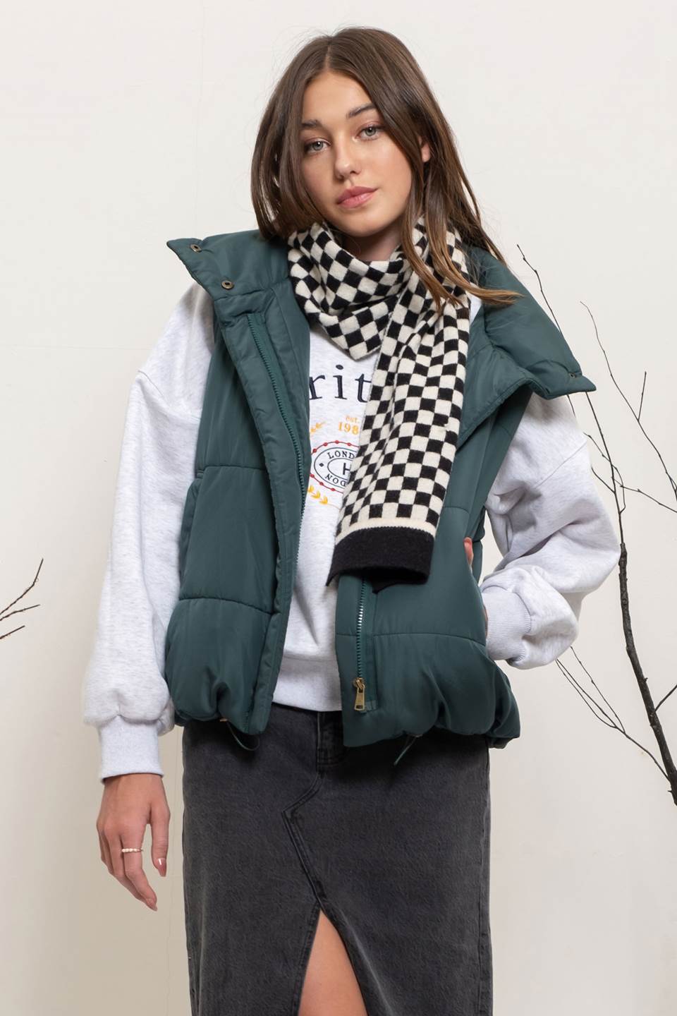 Ruched Bomber Vest