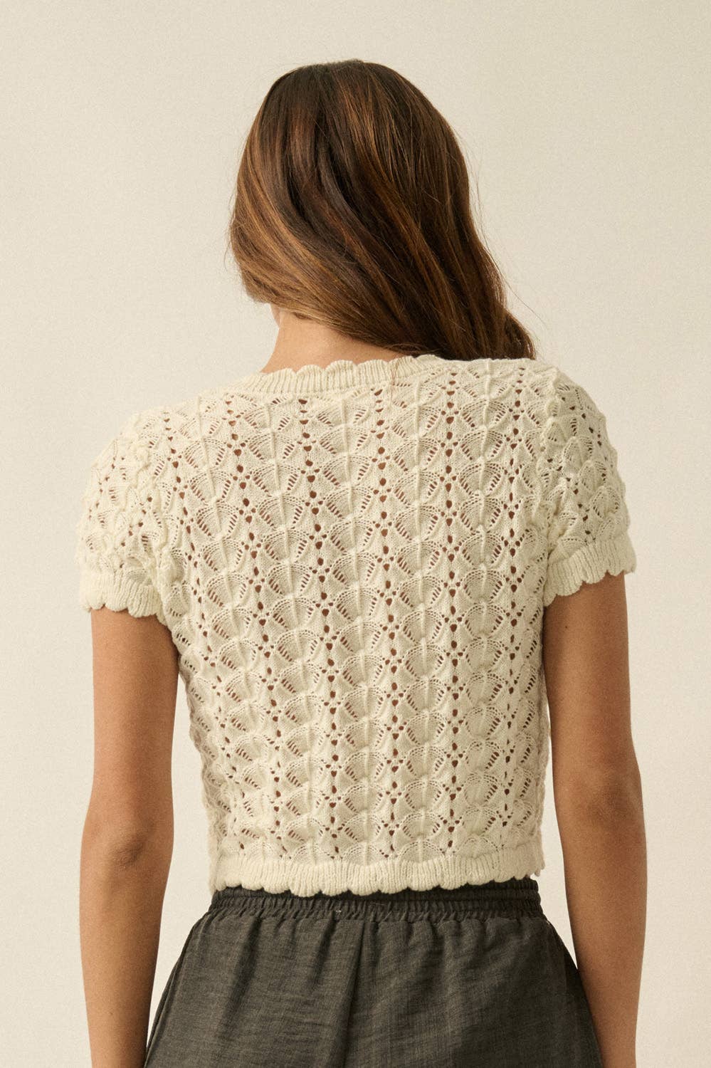 Pointelle Crochet Cardigan