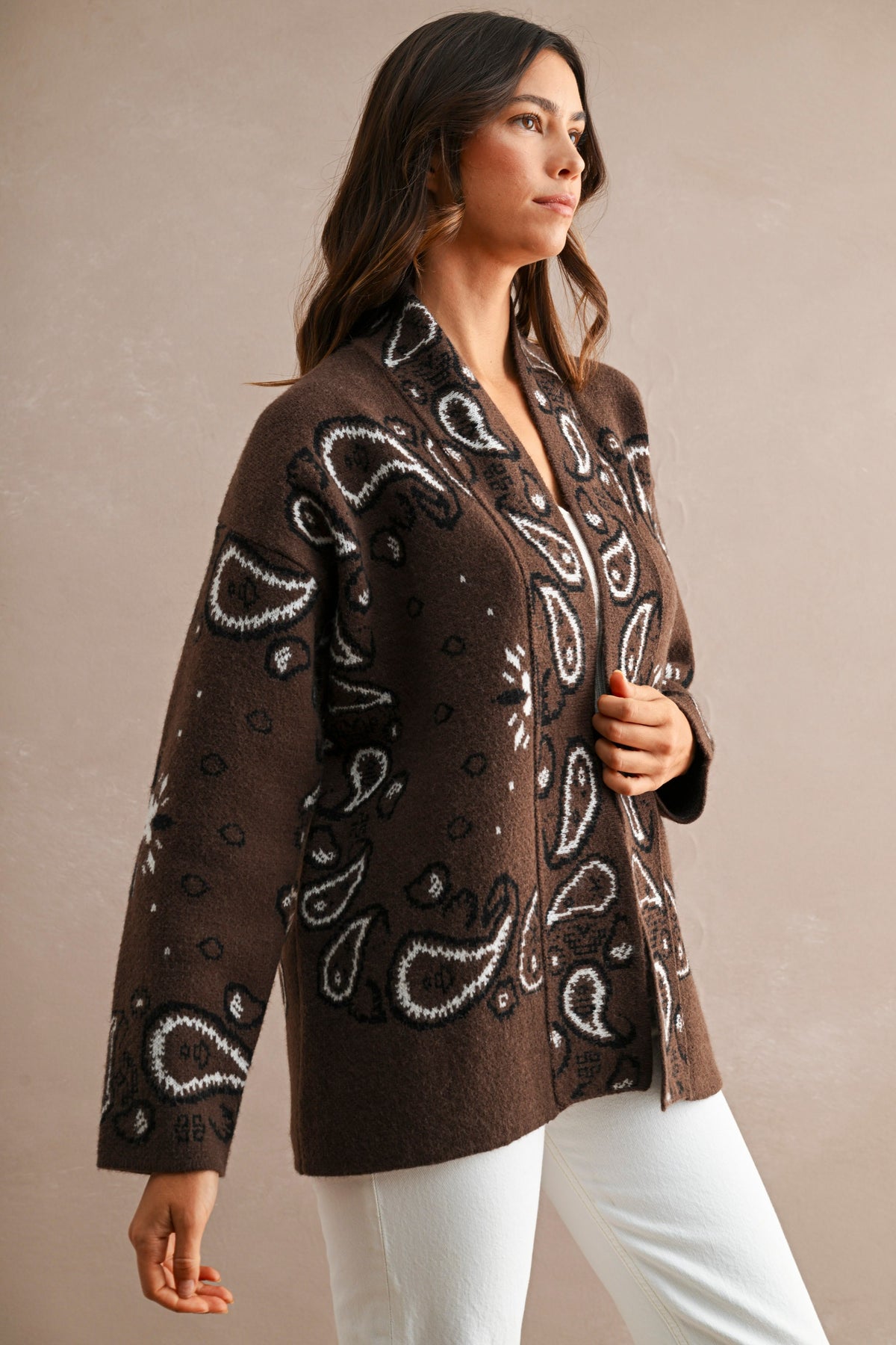 Chocolate Brown Paisley Cardi