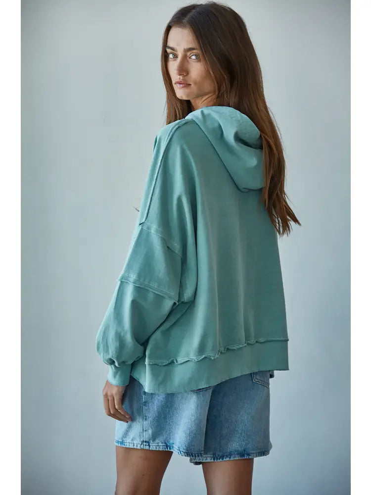 Vintage Wash Teal Hoodie