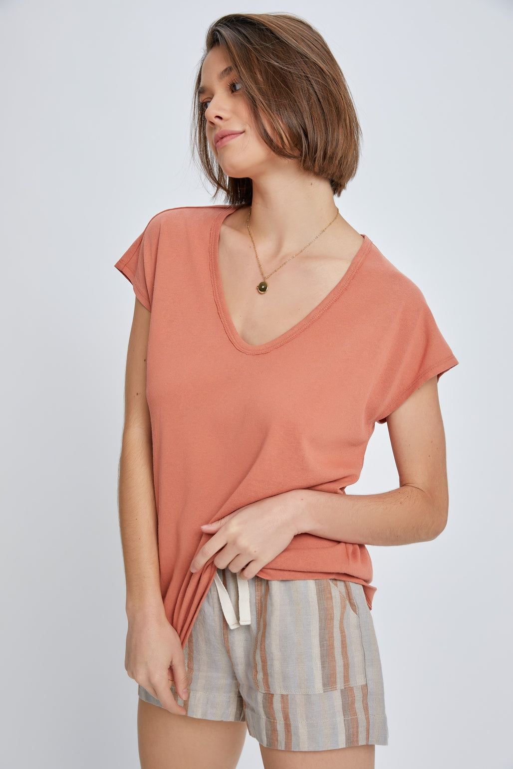 Basic Washed V-Neck Tee