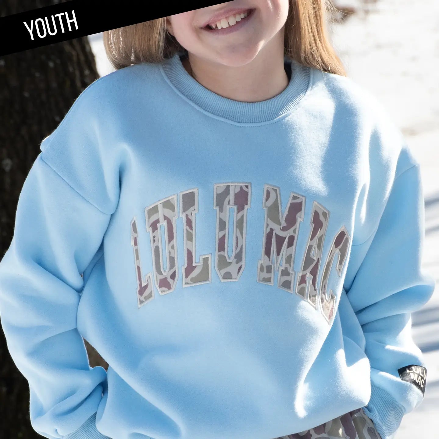 Youth Blue Camo Crew