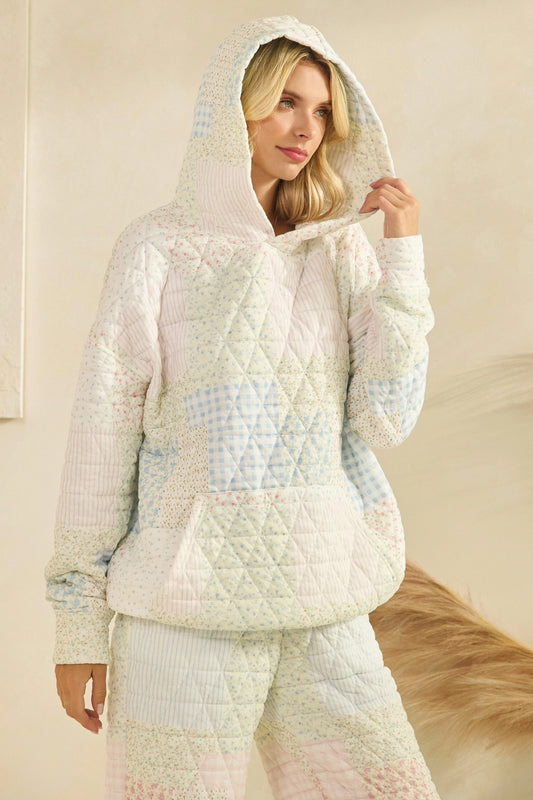 Floral Quilted Hoodie