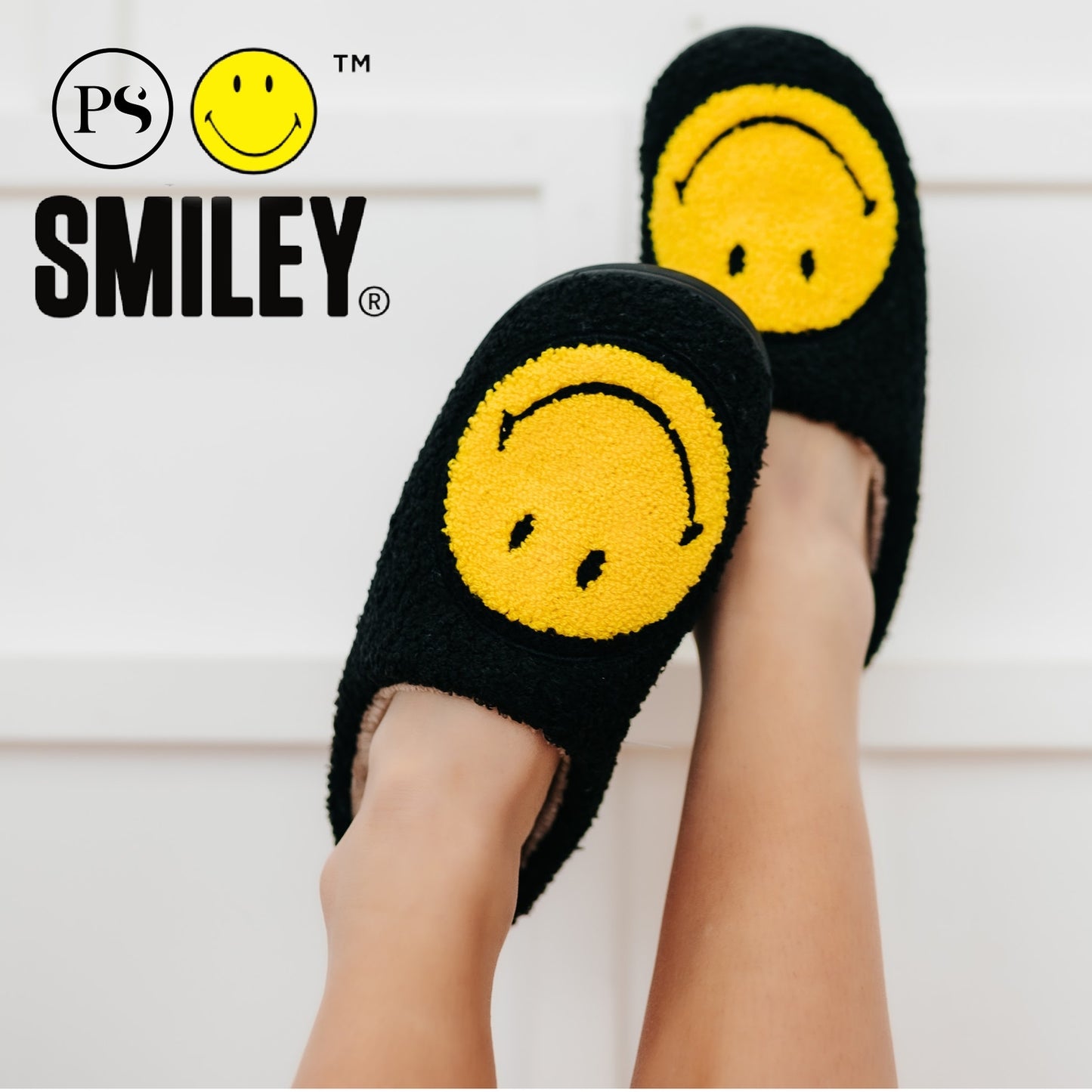 Smiley Slippers - Black