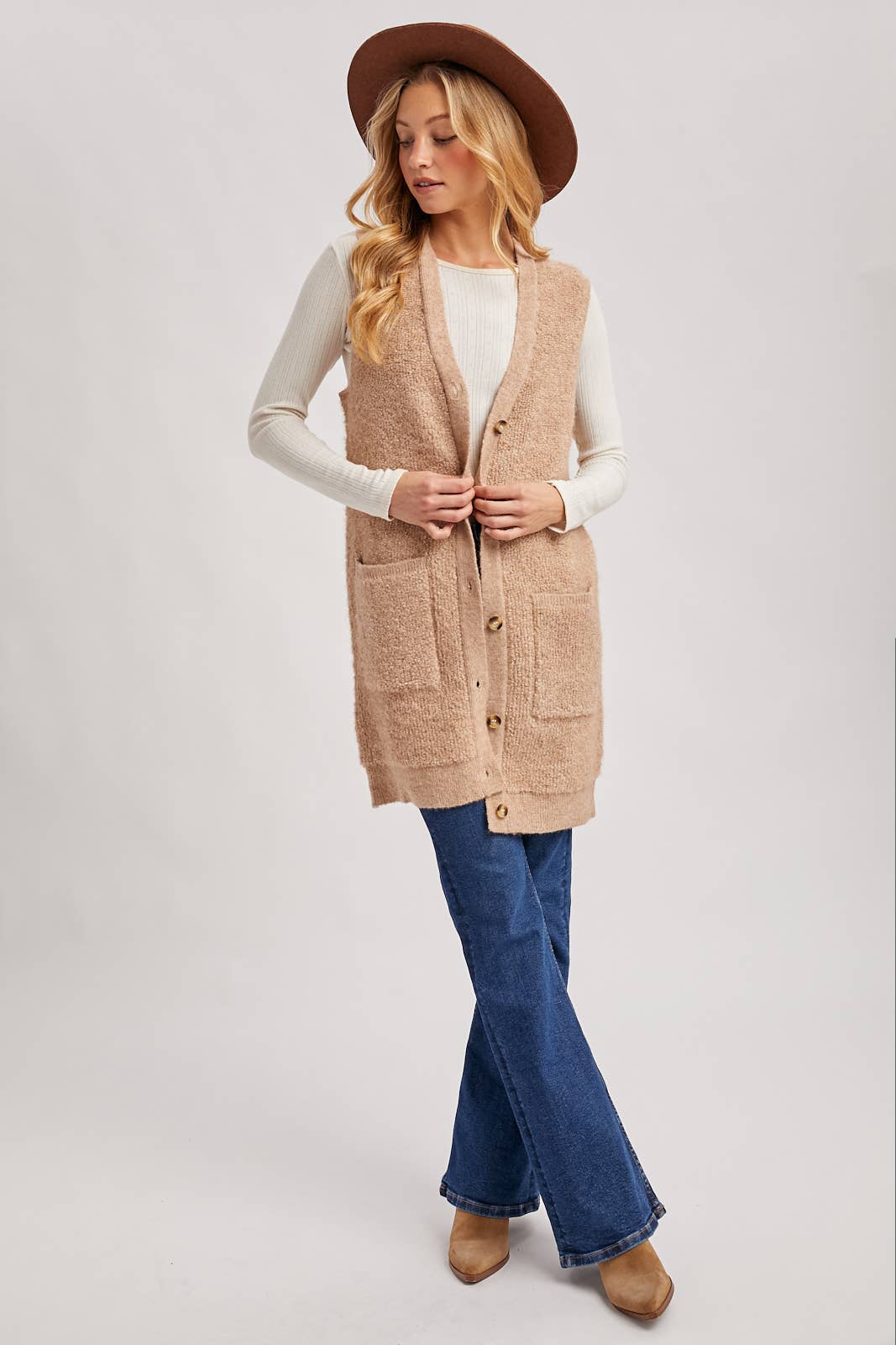 Teddy Knit Longline Vest
