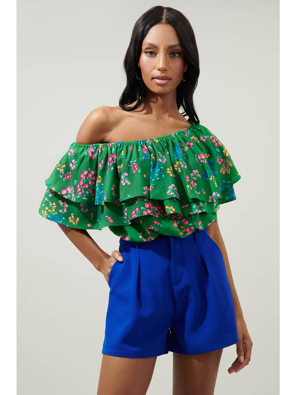 Ivana Charmer One Shoulder Ruffle Top