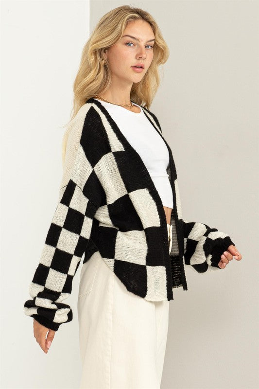 Be Bold Checkered Cardigan