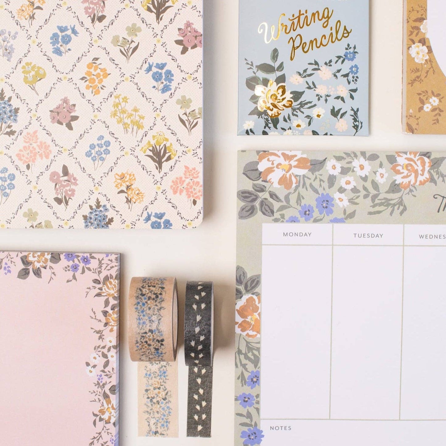 Blossom Weekly Planner Notepad - Green Floral