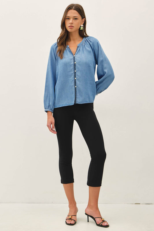 Stitched Denim Blouse