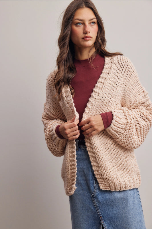 Chunky Knit Heart Cardigan